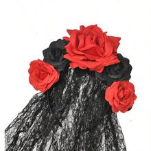 Women's Dia De Los Muertos Rose Flower Costume Headpiece Halloween Day Of The Dead Costume Headband