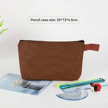 1pc Colorful Canvas Pencil Case, Zipper Style Hand-Held Makeup Bag, Organizing And Storing Stationery Bag, Multi-Color Pencil Case, Hand-Held Bag, Cosmetics Storage Hand-Held Canvas Bag, Simple And Portable,The Color Of The Handle Is Random