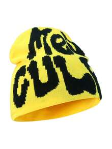 Y2K Graphic Beanie Hat, Unisex Gothic Style Knitted Warm Casual Outdoor Winter Hat, Acrylic Blend Breathable Slouchy Beanie For All Seasons Accessories For Winter Winter Clothing - A - View 11