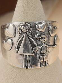 Cincin Pasangan Tembaga Buatan Tangan Antik, Cincin Kenangan, Cincin Hadiah, Cincin Pernikahan Bohemian - Perak - View 4