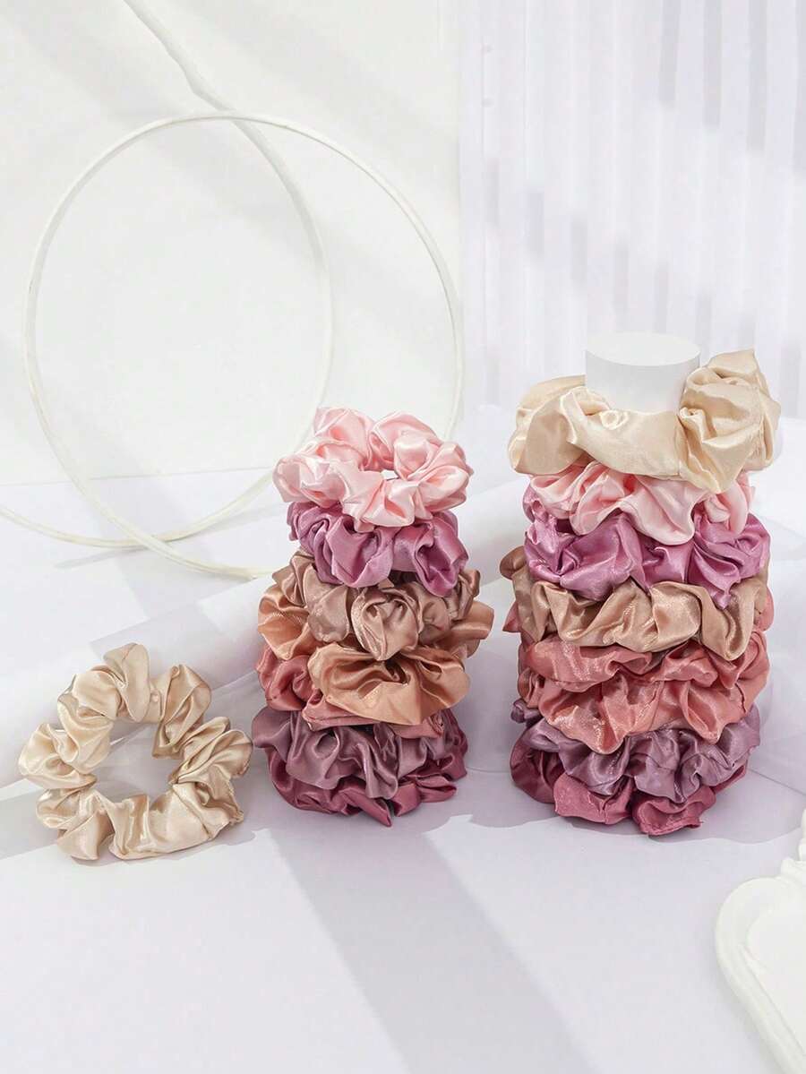 16pcs Satin Scrunchies, High-Quality Solid Color Large Scrunchies, Oversized Elastic Hair Ties, Bun Holders Hair Accessories ,Makeup ,Ponytail Holders ,Hair Elastics ,Hair Rubber Bands ,Hair Rope