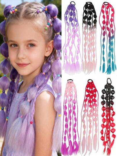 儿童渐变色灯笼辫，24 英寸长，适合在音乐节、万圣节和各种节日派对上佩戴
