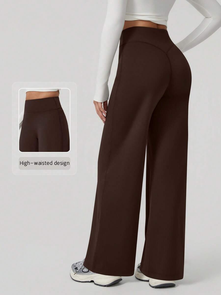 NcmRyu 1 Stück Damen Hose mit hoher Taille, weiter Passform und weitem Bein, Lässig