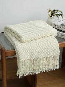 A Solid Color Particle Knitted Blanket, Nordic Style Acrylic Rectangular Office Nap Sofa Blanket Air Conditioning Blanket Knitted Small Blanket Shawl Cover Blanket Blanket Bed End Blanket - Màu be ngô - Xem 4