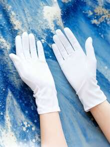 Guantes elásticos de espándex blanco para conducir, actuaciones y baile; guantes industriales ultradelgados para hombres y mujeres.
