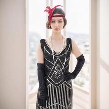 1 Pcs 1920s Flapper Headpiece Red Feather Headband Roaring 20s Gatsby Hair Accessories Red