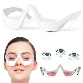 Revitaleyes 微电流眼部及面部 LED 红光理疗按摩器，高级眼部焕活护理，眼部按摩器可减少皱纹、缓解眼疲劳、淡化黑眼圈、放松眼部疲劳、提亮眼周肌肤。