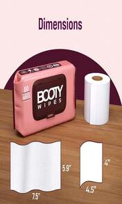 BOOTY WIPES Flushable Wipes For Women - 80-Count Wet Wipes For Adults - PH-Balanced Feminine Wet Tissue With Vitamin E And Aloe - Gentle Feminine Hygiene Body Cleansing Cloth - No Fragrance Large - ColorB - 查看 3