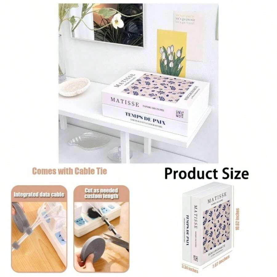 Book Cord Organizer, Book Shaped Cord Organizer with a Bundle of Ties, Book Decor, Cord Hider Management, Storage, Home Decor A - #A - Ver 1