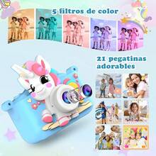 Sebami Cámara para Niños, Cámara Digital para Niños,Camara Fotografica con Tarjetas de Memoria 32G Y Lector,Cámara Digital Cámaras duales, Regalo de Cumpleaños, Navidad (Rosa) - azul - Ver 8