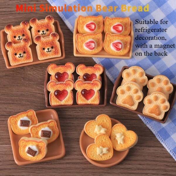 6pcs/10pcs Mini Simulated Toast Bread Fridge Magnets, Decorative Plastic Resin Material, Suitable For Kitchen And Office, Great Gift For Holidays - Applicable For Fridge, Office And Home Decor, Kitchen And Office Accents, Cute Design, Durable Resin Material, Fridge Magnet Stickers, Blackboard Magnet Stickers, Fridge Stickers, Fridge Magnets