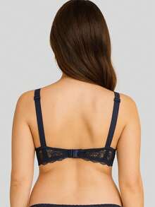 Reinforced Lace Nursing Bra For Pregnant Women, Easy Open Postpartum. - Navy Blue - View 4