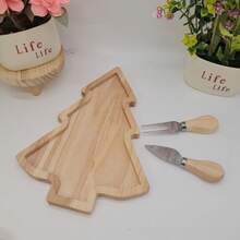 1 件木制圣诞树托盘：多功能盘子，非常适合在节日派对上展示牛排、甜甜圈、蛋糕、坚果和水果 - 彩色 - 查看 9