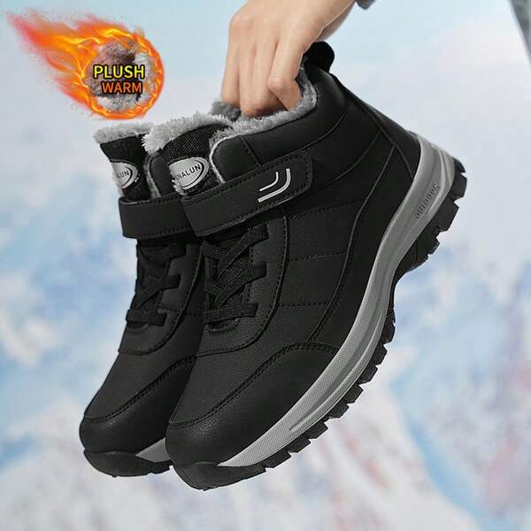 1 Pair Men's Snow Boots, Warm Thermal Lining, Comfortable For Autumn/Winter Walking, Camping, Travel And Casual Wear, Durable Hiking Boots, Simple Couple's Yellow Boots, Modern Men's Trekking Shoes, Wear-Resistant Structure, Snow Sports Shoes, Suitable For Mountaineering Enthusiasts