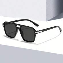 1/2PCS European & American Double-Beam Square Tortoiseshell Frame Fashion Glasses For Women & Men, Casual Outdoor Beach Travel Daily Decorative Eyewear - Multicolor - View 7