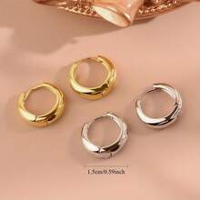 [Low Allergy] French Stainless Steel Hook Earrings |    Golden Plated |     Low Allergy, Fade Resistant, Comfortable |     Women's Earrings |     Daily Wear Or Parties |     Simple And Elegant - 金色 - 查看 7