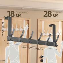 1pcs 18cm High Over Door Hanger With Hooks, Easy To Install, No Drilling Required, Hanging Metal Over Door Hanger For Hats, Keys, Home Space Saving Storage, Suitable For Entryway, Bathroom, Bedroom, Home, Dormitory, His Comments, Hanging His Bag, Hanger, Interest, Relationship, Wall Shelf, Wall Hanger, Adhesive, Door Hook, Wall Sticker, Comments - Multicolor - View 9
