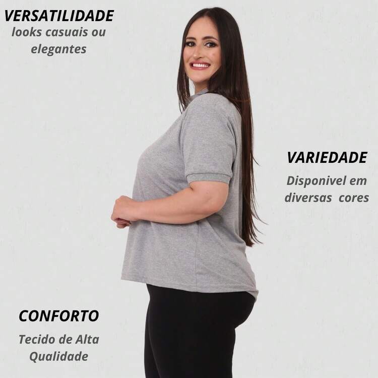 Women's Polo Shirt Plus Size Tshirt Babylook G1 G2 G3 Alata Blouses Classic Quality Luxury Work Uniform - 淺灰色 - 查看 7