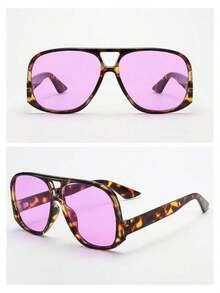 1pc Unisex Square Large Frame High-Quality Stylish Glasses, Suitable Driving, Casual, Holiday Travel, Party And Daily Use CHW9 - sss龜殼框紫色錠劑 - 查看 7