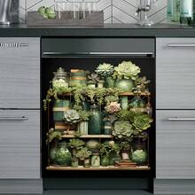 Magnetic Stickers, Succulent Green Plant Dishwasher, Refrigerator Stickers, Stove Cover Pads, Enhance Space Quality, Make Appliances Wear-Resistant And Scratch-Resistant, Self-Adhesive, Firmly Attached, Suitable For Refrigerator, Dishwasher, Sterilizer, Washing Machine