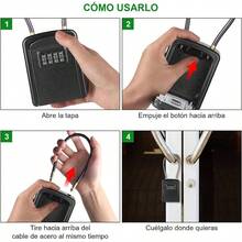 Caja para Llaves con Cuerda de Alambre, Impermeable Caja de Seguridad para Llaves, Porttil Caja de Bloqueo para Llaves al Aire Libre, Caja para Llaves de 4 Dgitos para Hogar Exterior Oficina - Cuerda Negro - Ver 6
