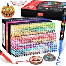 GuangNa Bút dạ Acrylic 240 màu với hệ thống kiểm soát mực chảy tự do và đầu cọ mềm dẻo. Thích hợp để tô màu, vẽ thủy tinh, dệt may, trứng, đá, đồ thủ công mỹ nghệ. - Nhiều màu - Xem 10