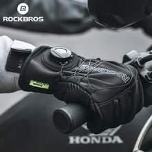 ROCKBROS 2 件冬季羊毛手套，适用于自行车、摩托车和滑雪：全指、防风、保暖、防震、防滑和触摸屏