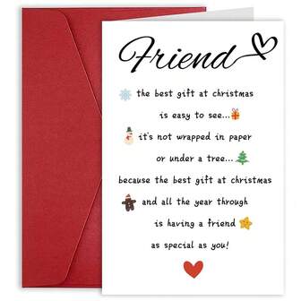 1 יחידות, כרטיסי ברכה לחג המולד של חברים עם מעטפות, כרטיס חג המולד של החבר הכי טוב בשבילו, כרטיס חג המולד שמח לחברים ולמשפחה, מתנה חמה לחג המולד
