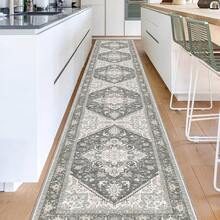 Soft Neutral Area Rugs 5x7, Washable Rug With Non Slip Backing, 5 X 7 Faux Cashmere Low-Pile Carpet, Cream White & Blue & Light Brown,  2025 Design - Greenish Grey - View 16