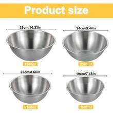 Juego de 4 cuencos para mezclar de acero inoxidable, suministros para hornear, pequeos y gruesos de acero inoxidable, parte inferior plana, apilables, para cocinar, hornear, ensalada, servir 1500 - plateado - Ver 4