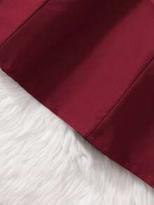 Váy dài tay màu đỏ cổ bẻ cài nút phối màu cho bé gái, Đầm dự tiệc Giáng sinh - Màu Đỏ Sâu - Xem 6