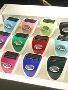 1件装（12个/套）迷你便携式指环计数器，电子手动按钮计数计数器，拇指点击计数器，适用于学习、运动和其他计数活动 - 彩色 - 查看 3