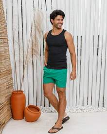 Short Mauricinho Masculino Tactel Secagem Rápida Academia Corrida Praia Estilo Esportivo - Verde - Visão 4