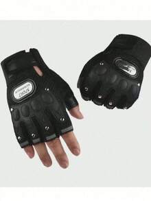A Pair Of Family Fitness, Finger-Opening PU Motorcycle Riding Gloves, Punk Hip-Hop PU Gloves, Outdoor Riding Gloves, Half-Finger Gloves, Motorcycle Gloves, Durable Fitness Gloves, Outdoor Sports Mountaineering Gloves For Gym Training