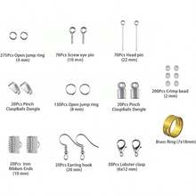 717 Pzs Kit de Bisutera para Hacer Aretes, Joyas, Bisutera Material para Hacer Joyera de Herramientas, Kit de Suministros Herramientas para Hacer o Reparar Joyas Plata - pago - Ver 3