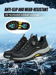 UMBURLLY Men's Safety Shoes, Anti-Smash Steel Toe, Anti-Puncture Kevlar Wear-Resistant Non-Slip Rubber Sole, Button Style, Men's Outdoor Construction Work Shoes, Workshop Industrial Safety Boots - 黑色 - 查看 5