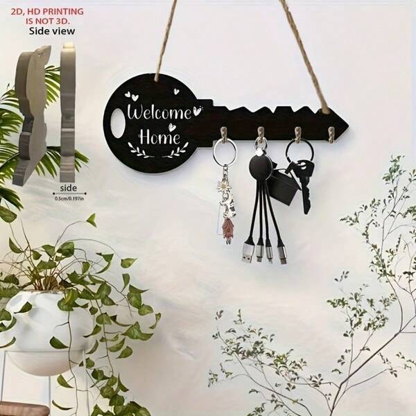 [Estilo bohemio] Soporte de llaves de madera rústica con estante y ganchos, fácil de instalar en la pared, caja de almacenamiento para organizar llaves, abrigos y talla grande, adecuado para la entrada, la cocina, la oficina, soporte de llaves, estilo bohemio