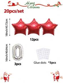 20/60 pezzi Set di palloncini natalizi laser - Palloncini a stella olografici rossi/oro/verdi da 18" + Palloncini a forma di "0" in foil, ideali per decorazioni natalizie, decorazioni interne/esterne, Capodanno, decorazioni per la stanza del 2026, feste di compleanno e altri eventi e vacanze a tema