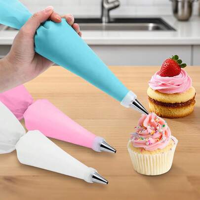 3 st EVA-kakdekorationspåsar, återanvändbara, plastpåsar, lämpliga för bakning, olika storlekar 25,5/30,5/33,5 cm, med frostingtips, lämpliga för jul, halloween, påsk, Hanka, mors dag, bakverktyg