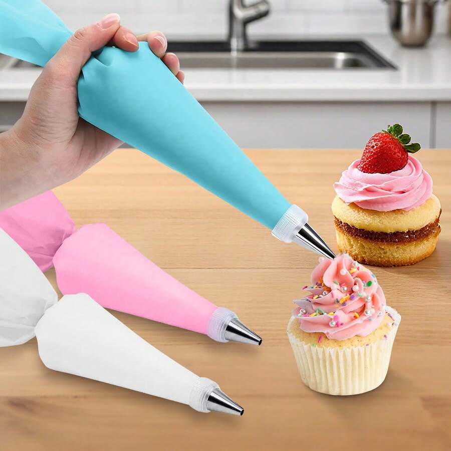 3pcs EVA Cake Decoration Bag Set, Reusable, Plastic Pastry Bag, Suitable For Baking, Various Sizes 25.5/30.5/33.5 Cm, With Frosting Tips, Suitable For Christmas, Halloween, Easter, Hanka, Mother's Day, Baking Tools