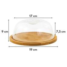 Porta Queijo Queijeira Bambu Com Tampa Em Acrílico Mesa Posta 19cmx9cm