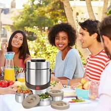 Hot Food Storage Container, 3 Tier Stackable Vacuum Insulated Food Jar, Stainless Steel Wide Mouth Soup, Portable Leak-Proof Lunch Bento Box For Office Travel Outdoor, 2.3L - 銀色 - 查看 5