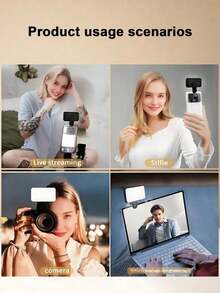 Portable Selfie Light Video Conference Lighting With Clip For Phone Camera, Clip On LED Light For Video Conference, 3 Lighting Modes, Rechargeable, Portable, Suitable For Laptops/Phones/Tablets/Zoom Call/Makeup Suitable For Selfies And Live Streaming, Portable Light,Take A Group Photo With Family And Children