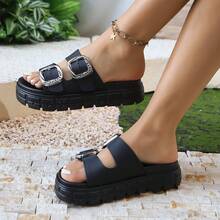 FZY 2025 Autumn New Women's Sandals, Casual And Fashionable Adjustable Strap Women's Flat Sandals, High-End Women's Outdoor Work Casual And Lightweight Sports Sandals, EVA One-Piece Thick-Soled Non-Slip Women's Slippers, A Must-Have For Girls At Home, A Must-Have Fashionable Slippers For Female College Students During The Back-To-School Season,Half-Heeled Beach Sandals, With Various Styles And Fashionable Designs, Suitable For Pairing With Home Colors Shoes. Essential Shoes For Halloween,EdgyElongate Shoe - màu đen - Xem 6