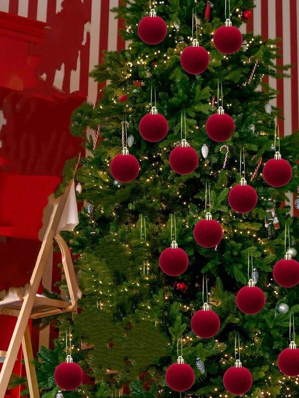 10/20 szt. świątecznych aksamitnych kul, flokowane ozdoby świąteczne, ręcznie robione aksamitne kule, ozdoby choinkowe, żarówki choinkowe na rocznicę ślubu