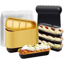 100Pcs Moldes para Hornear, Moldes de Aluminio con Cucharas y Tapas para Pan, Pastel, Brownies Hornear - 50 - Ver 2