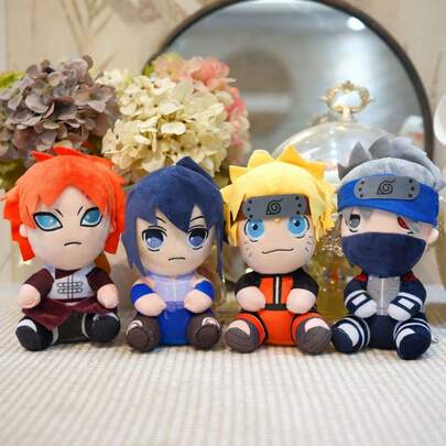 bandai 1 pieza Juguete de peluche (20 cm) - Muñeco de peluche suave y acogedor de los personajes Uzumaki, Uchiha Sasuke, Hatake Kakashi y Gaara, para regalos de fiesta de cumpleaños de anime, decoración del hogar, tiempo de juego, coleccionables otaku, recuerdos de fiestas temáticas, regalos para niños y souvenirs de fans de anime
