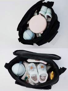 1pc Baby Stroller Hanging Bag Shoulder Mommy Bag - Black - View 4