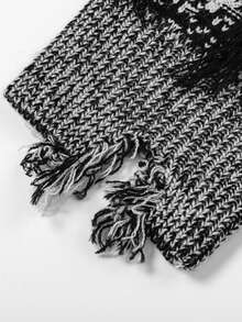 1 peça de suéter americano com franjas contrastantes e furos, suéter de malha plus size