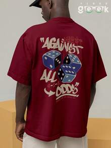 T-Shirt Oversized Shirt Streetwear Dice Games Graffiti Urban Typography REF 7330 FLUXOGEEK - Màu Tím - Xem 9